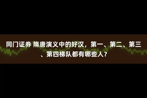 同门证券 隋唐演义中的好汉，第一、第二、第三、第四梯队都有哪些人？
