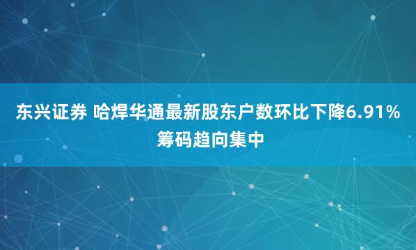 东兴证券 哈焊华通最新股东户数环比下降6.91% 筹码趋向集中