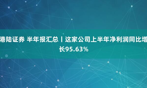 港陆证券 半年报汇总丨这家公司上半年净利润同比增长95.63%